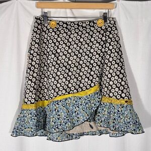 Vintage Stiletto Floral Mixed Pattern Wrap Skirt